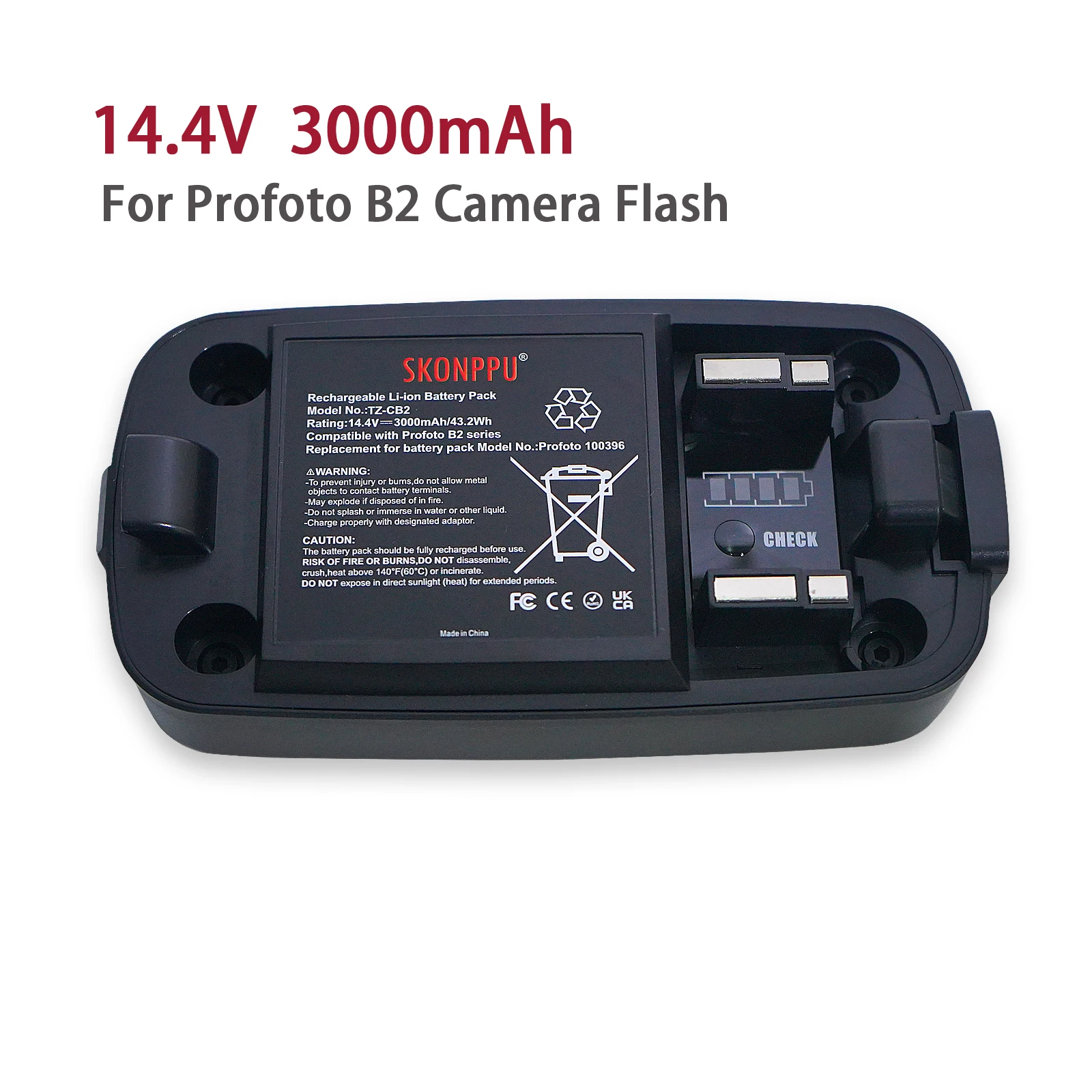 14,4V 3000mAh 100396 Ersatz-Li-Ionen-Akku Kompatibel mit Profoto B2 250 AirTTL Kamera-Blitz Unterstützt Original 2,8A Ladegerät Image
