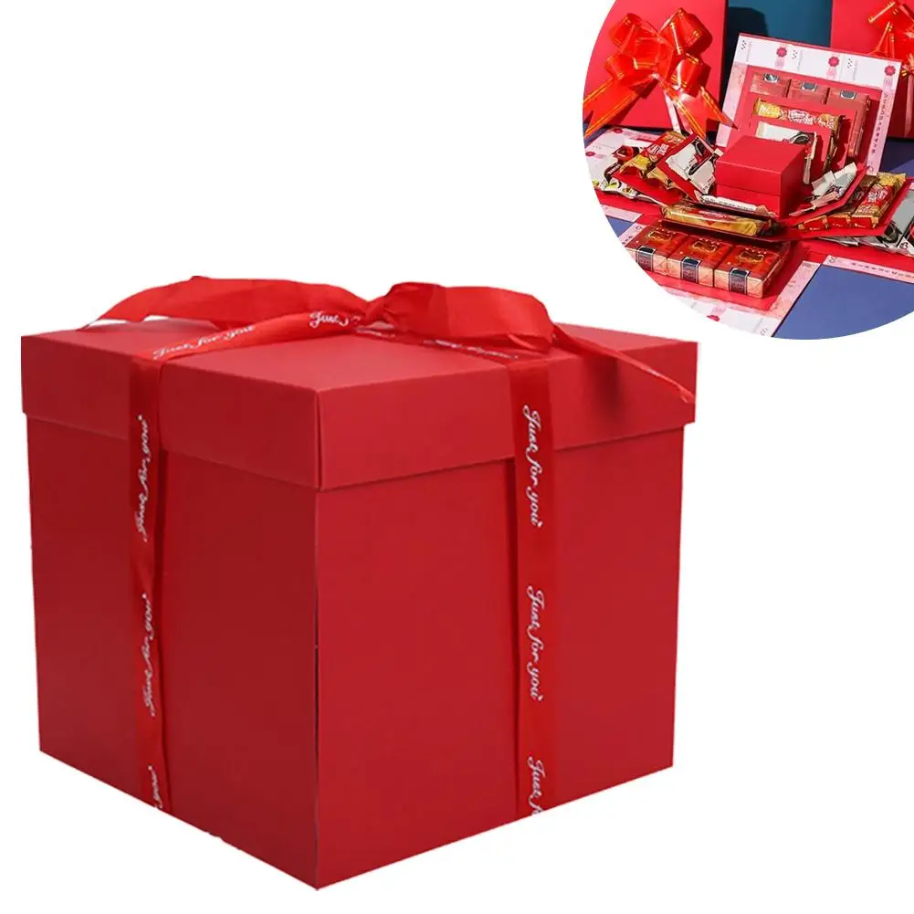 Kreative 5-lagige Explosions-Geschenkbox, handgefertigt, DIY-Album, Geschenk, mehrschichtiges viereckiges Geschenk zum Tag, kreative Box, Geburtstag, Hochzeit Image