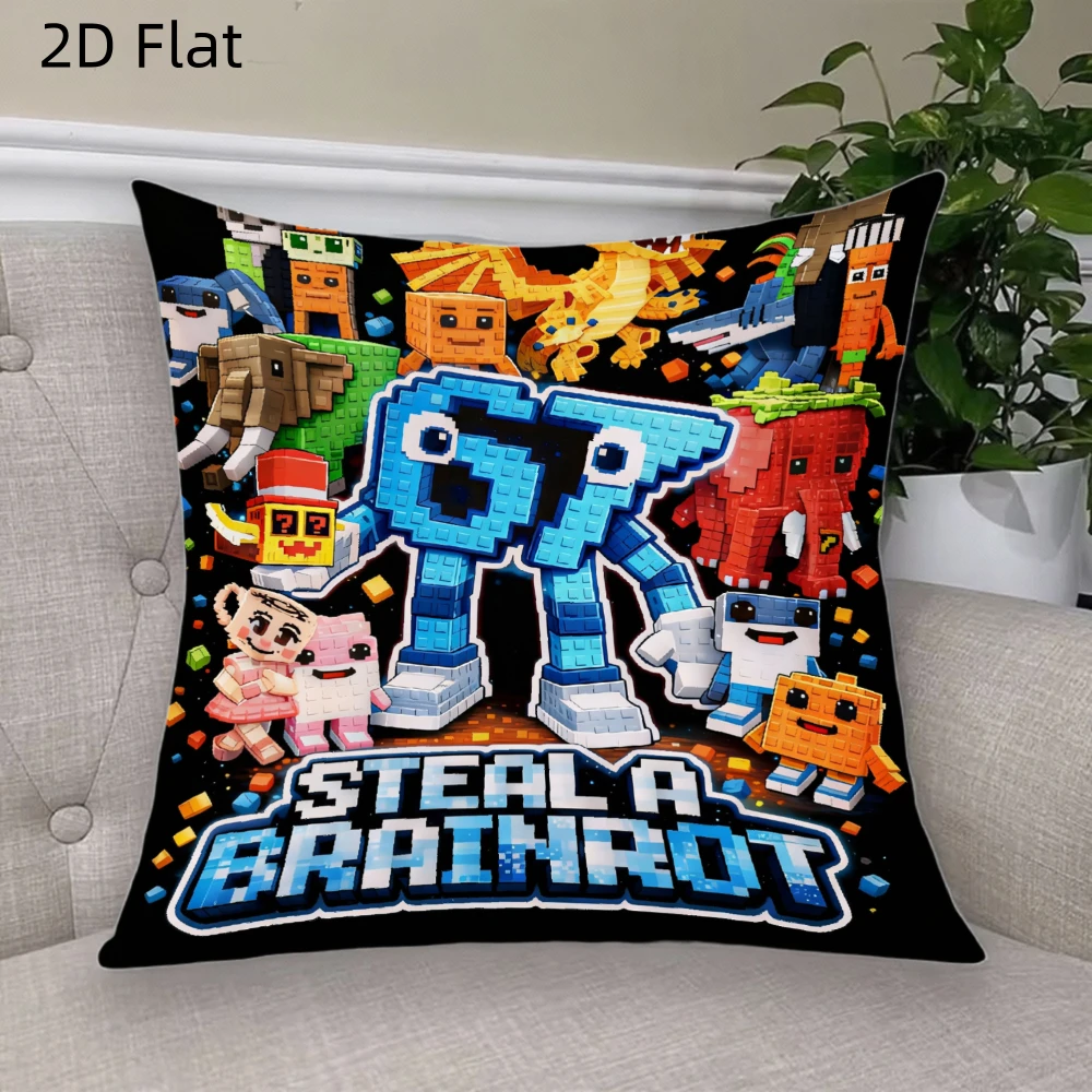 1 Stück Cartoon-Spiel-Kissenbezug, Polyester, 2D-doppelseitiger Druck, weicher quadratischer Kissenbezug, Heimdekoration, Kissenbezug für Bett Image