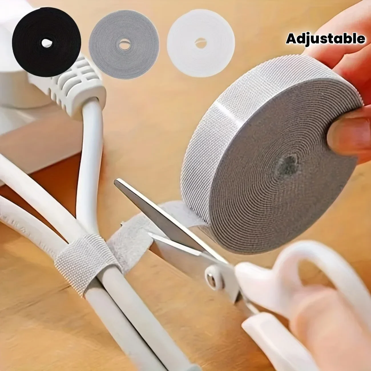 5/10 Stück 1M Kabelorganisator USB-Kabelwickler Nylon Kabelbinder zum Freien Schneiden für Maus- und Kopfhörerkabel Image