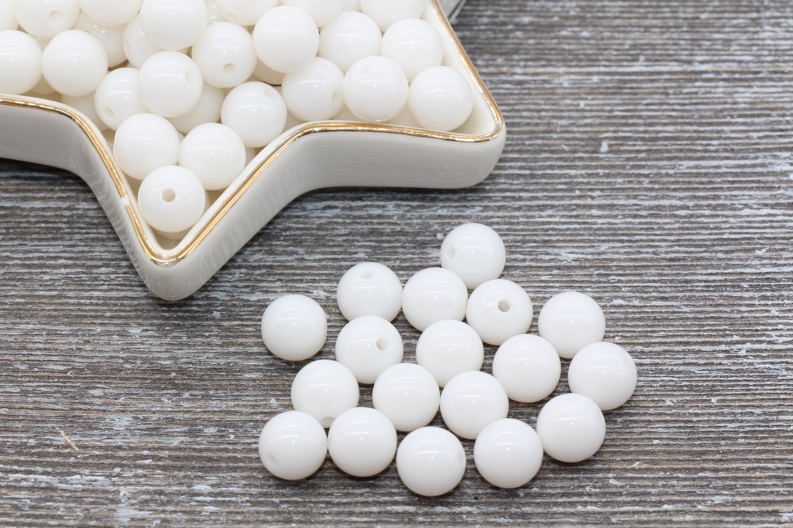 Perline Gumball bianche da 10 mm, perline rotonde in acrilico bianco, perline Bubblegum, perline grosse, perline Bubblegum, perline rotonde in plastic