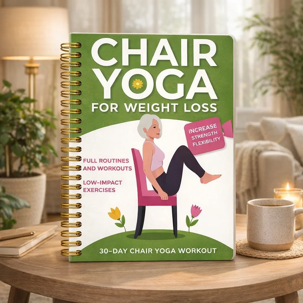 Chair Yoga Guide Weight Loss Muscle Strengthening Fitness Exercise Health Wellness Home Workout for Womens