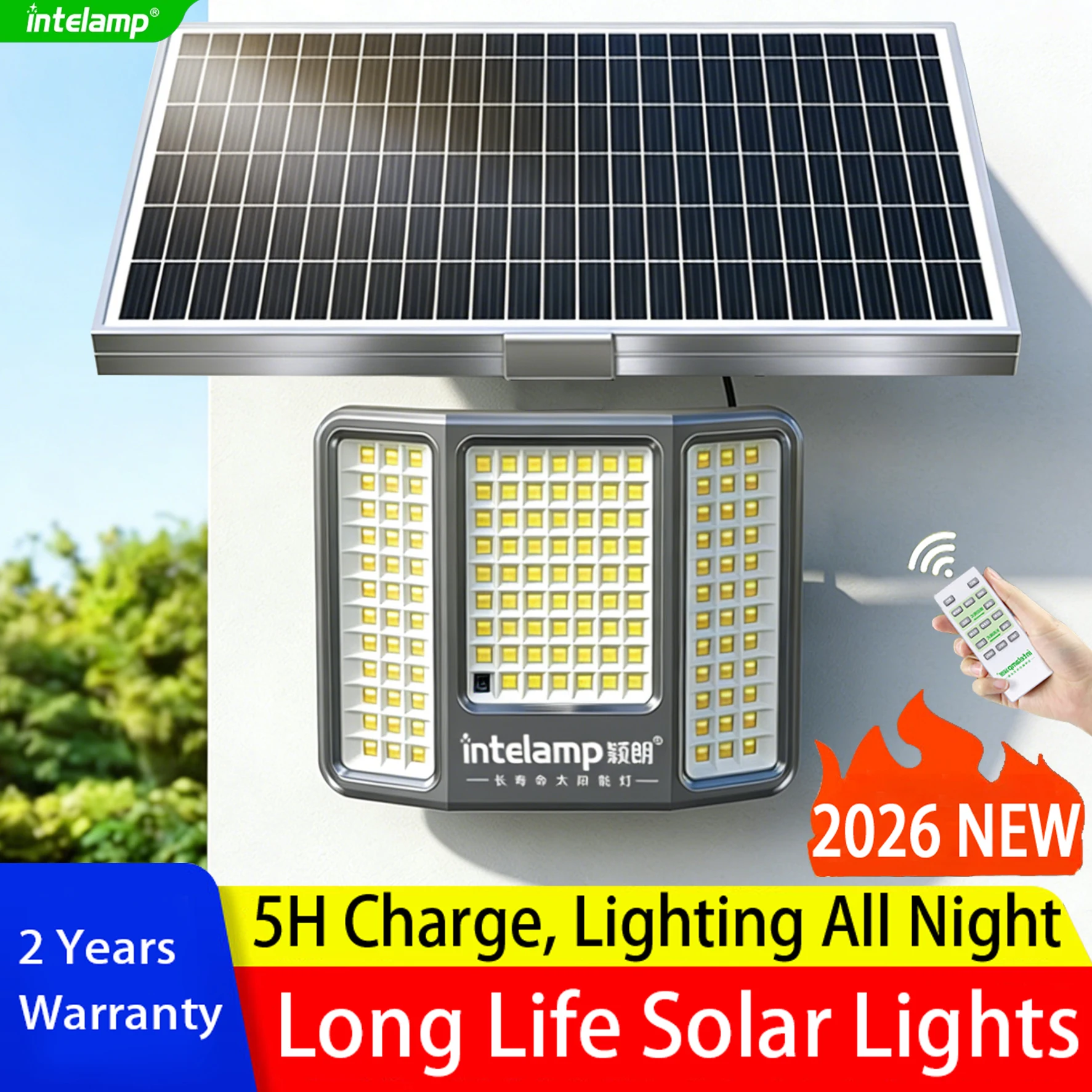 2026 Lampes solaires 268 LED pour extérieur, lampes de sécurité solaires avec télécommande 40000 mAh, 3 modes de lumière colorée, lampes murales étanches pour jardin et cour lampe solaire extérieur