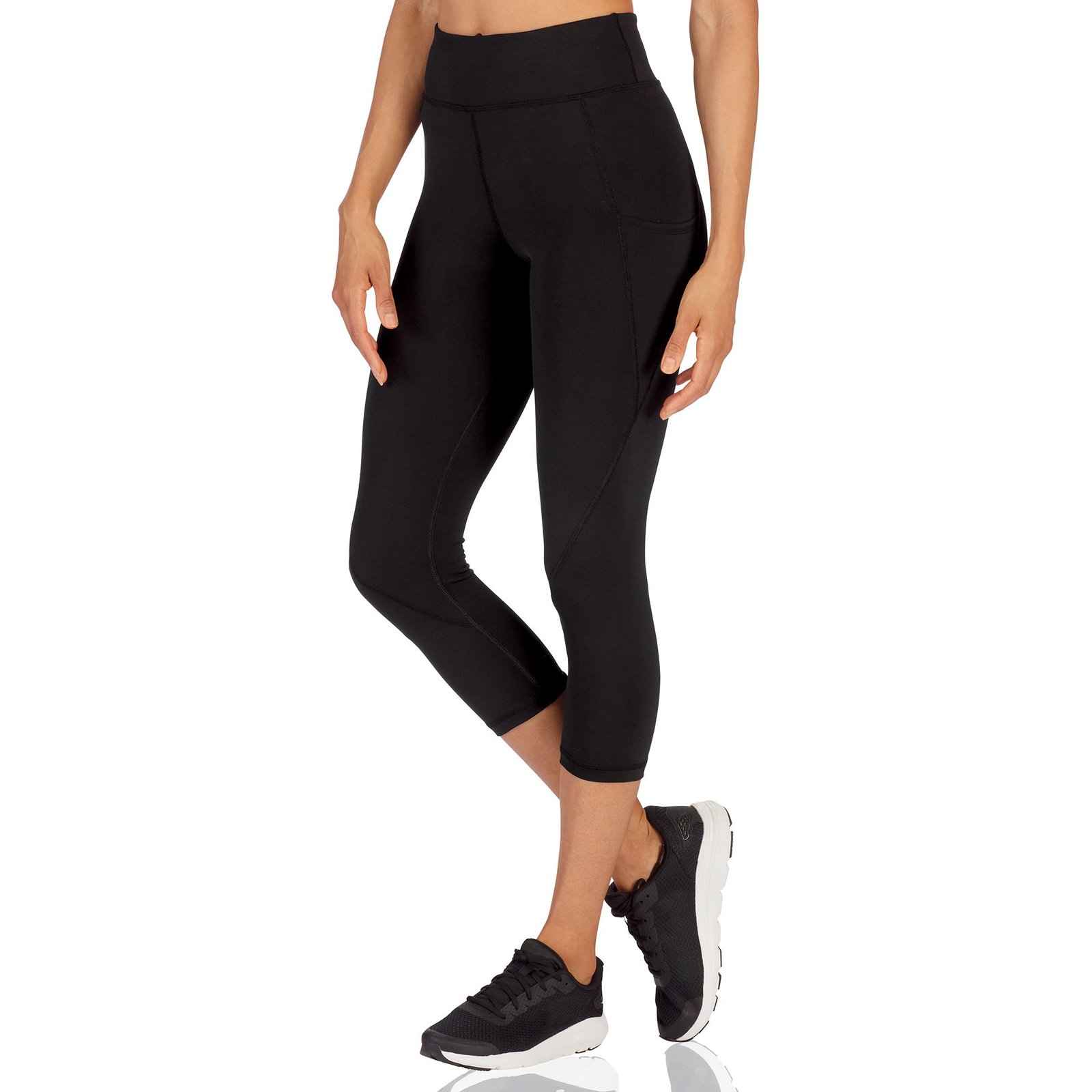 VEVO ACTIVE Women's High-Waisted Tech Capri Legging (Size 4X) Black, Polyester,Spandex