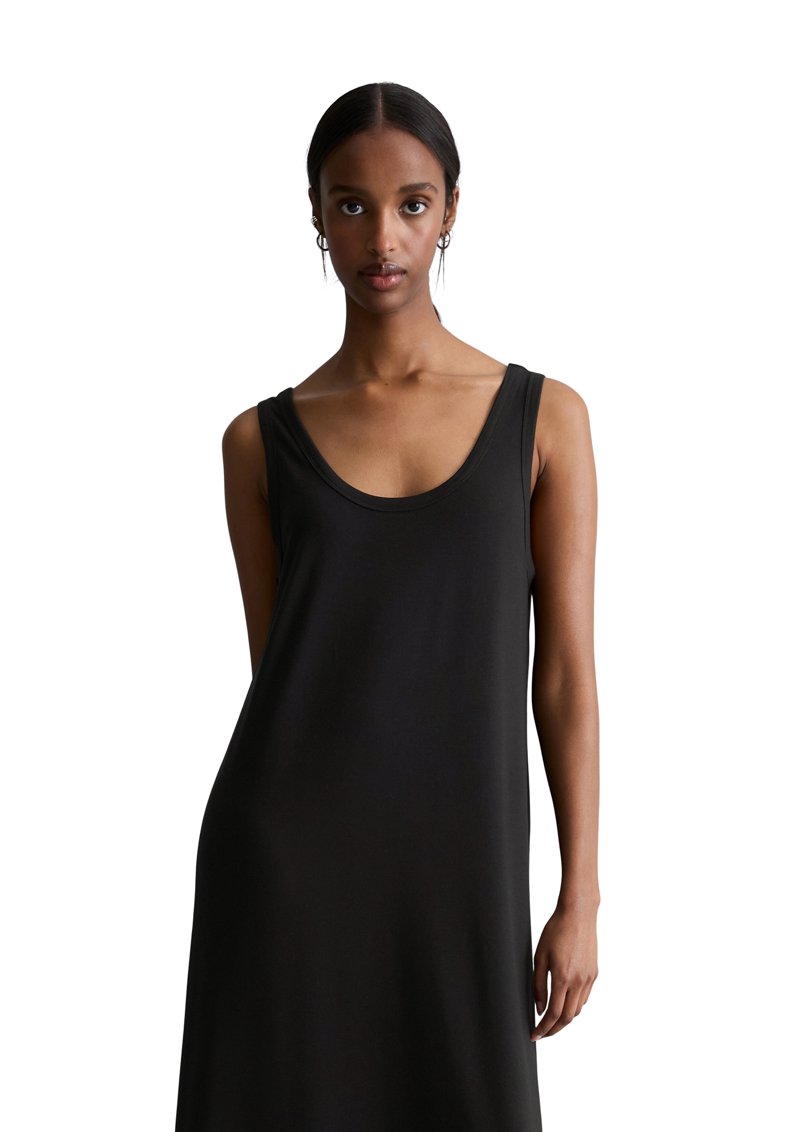 Maxikleid MARC O'POLO DENIM, Damen, Gr. M, N-Gr, schwarz, Jersey, Obermaterial: 97% Viskose, 3% Elasthan, relaxed fit, tiefer Rundhals, Kleider Maxikleid, relaxed aus fließendem Viskose-Stretch Image