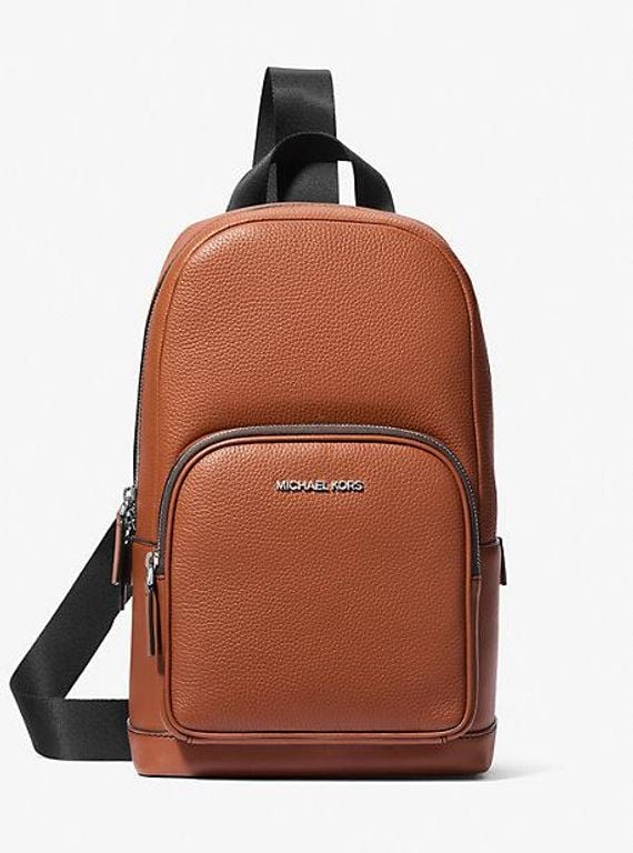 Cooper Pebbled Leather Sling Pack - Brown - Michael Kors Backpacks