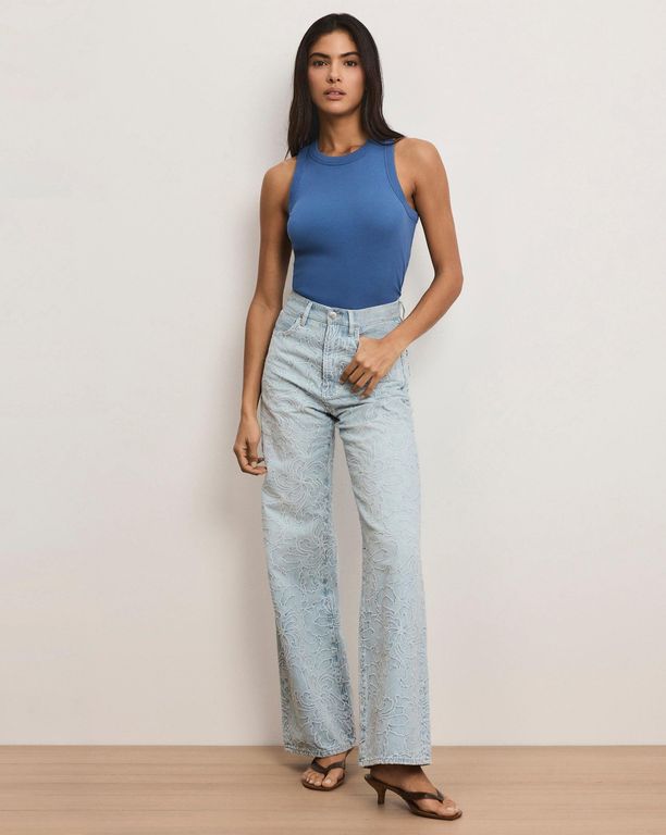 Taylor Embroidered Wide-leg Jean