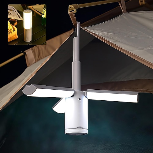 LED-Campinglampe mit Akku, dimmbare tragbare Campinglaterne, wiederaufladbare, formbare Camping-Tischlampe mit Ambientebeleuchtung, Camping-Kronleuchter für den Außenbereich, 3 Lichtmodi Image