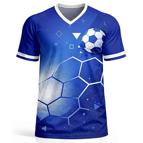 Herren Frankreich Fußball-Sommer Global Match Pullover-Oberteile Laufshirt Sommer Farbblock Kurzarm UPF 50 Schnelltrocknend Atmungsaktiv Leger Laufen Joggen Fitness Blau Sportbekleidung Sportkleidung Image