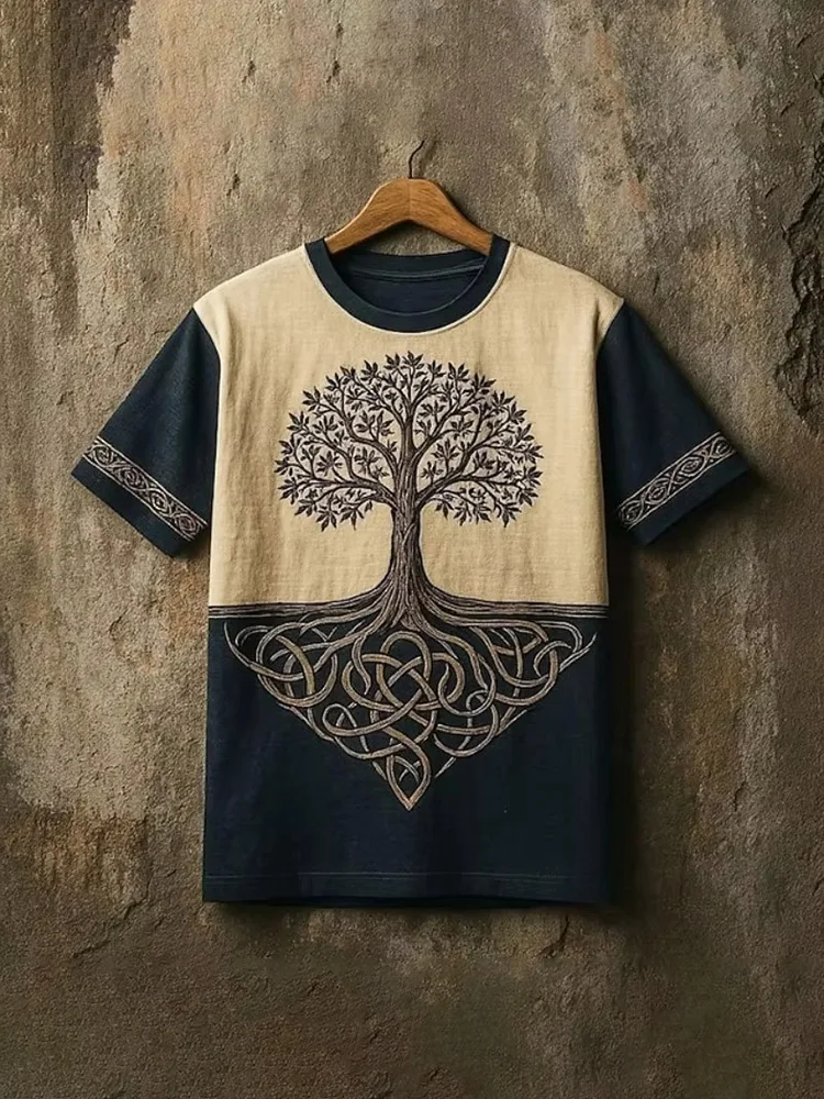 T-shirt da uomo con stampa della tribù etnica 3D T-shirt da uomo a maniche corte da strada all'aperto stile retrò T-shirt da uomo casual quotidiana alla moda