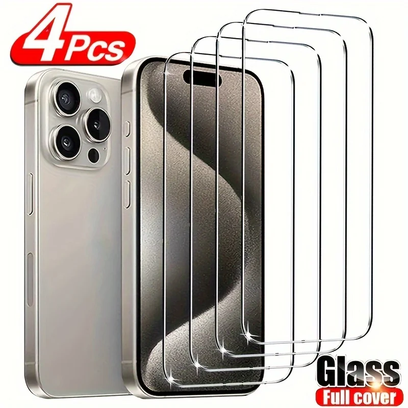 4 Pezzi di Vetro Temperato HD per iPhone 11 12 13 14 15 16 17 Pro, 13 14 15 16 17 Pro Max, 17 Air, 16e, 14 15 16 Plus, Pellicola Protettiva in Vetro