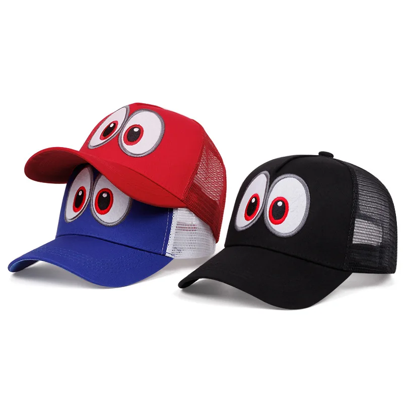 Cappello da Baseball Ricamato con Grandi Occhi Divertenti Super Luigi Brothers per Cosplay Anime e Videogiochi, Cappellino Regolabile a Becco d'Anatra, Cappello da Sole