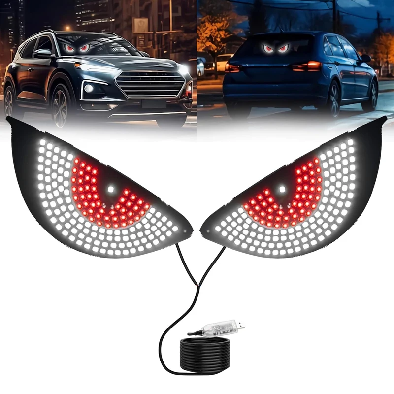Hot Sell USB Dynamic Devil Eyes Light Car Windshield Dynamic LED Matrix Panel Screen Light for Car Truck Window Lighting 11 Mode