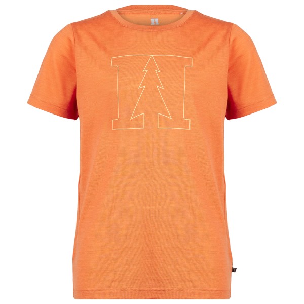 Heber Peak - Kid's MerinoMix150 PineconeHe. Print T-Shirt - Merinoshirt Gr 152 orange