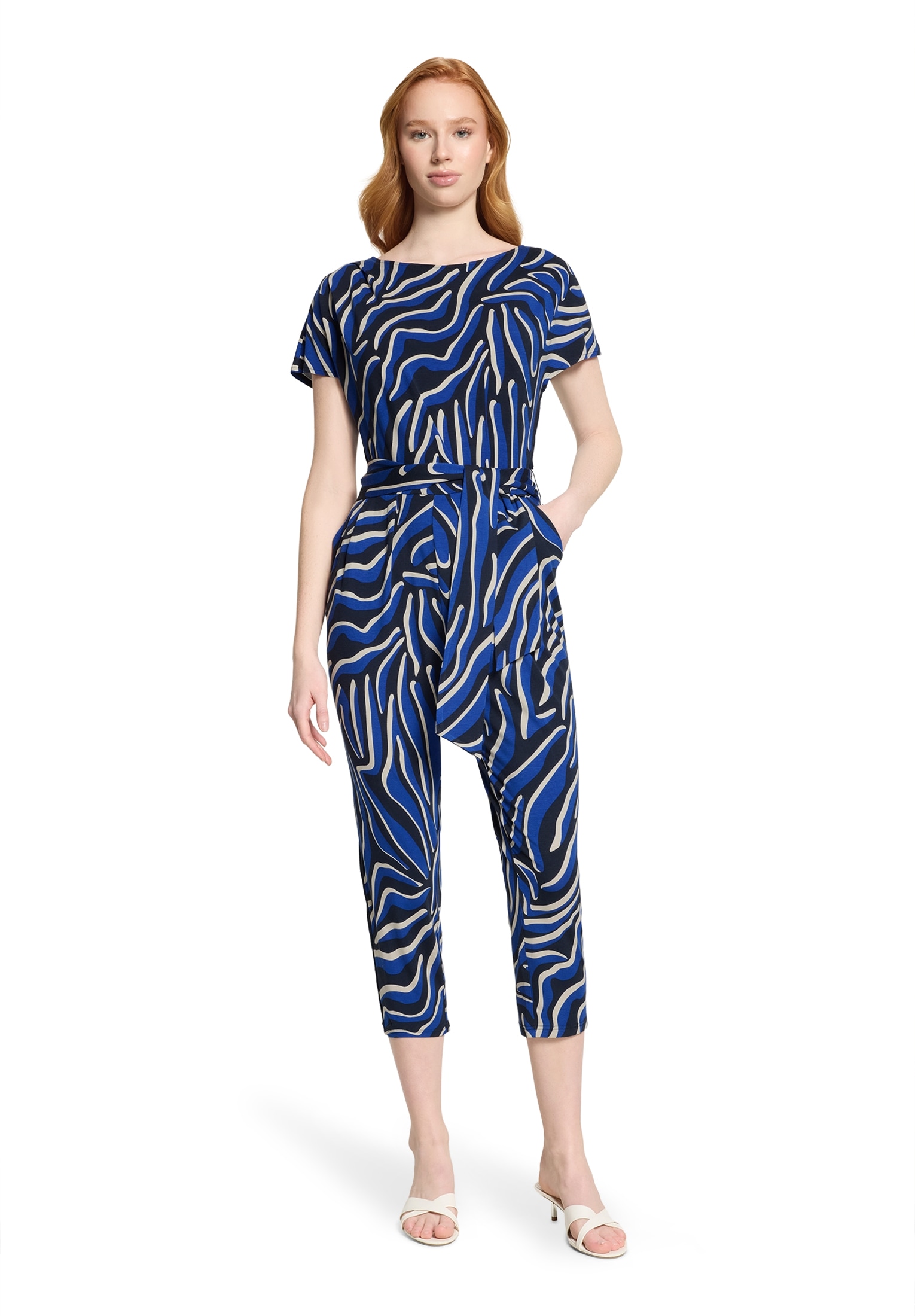 Overall BETTY BARCLAY "Damen mit Eingrifftaschen", Damen, Gr. 40, Normalgrößen, blau, blau, Obermaterial: 95% Viskose, 5% Elasthan; Besatz: 95% Viskose, 5% Elasthan, figurumspielend, U-Boot-Ausschnitt, Overalls Overall Image