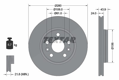 Textar 1x Bremsscheibe [Hersteller-Nr. 92202403] für Renault, Mercedes-Benz, Nissan Image