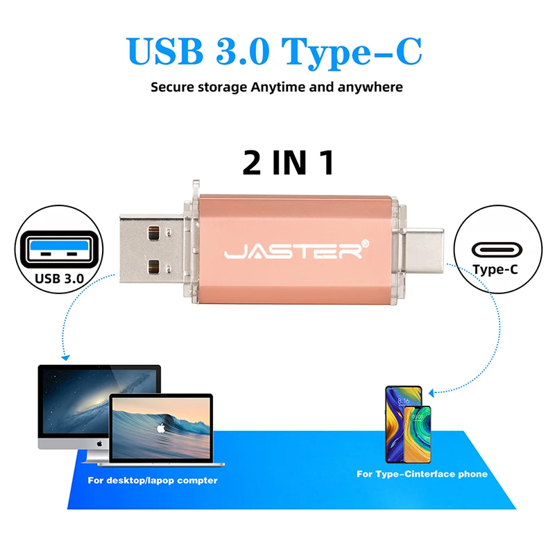 Clé USB 3.0 Type-C, clé USB 3.0 64 Go, clé USB OTG 32 Go, clé USB haute vitesse, dispositif de stockage pour iPhone, clé USB 16 Go, 8 Go