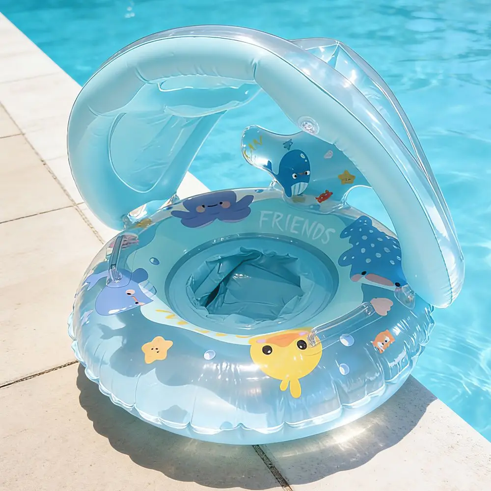 1 Stück Schwimmring mit Sonnenschutz, Aufblasbarer Pool-Schwimmreifen, Schwimmschlauch, Pool-Zubehör, Sommer-Wasserspielzeug Image