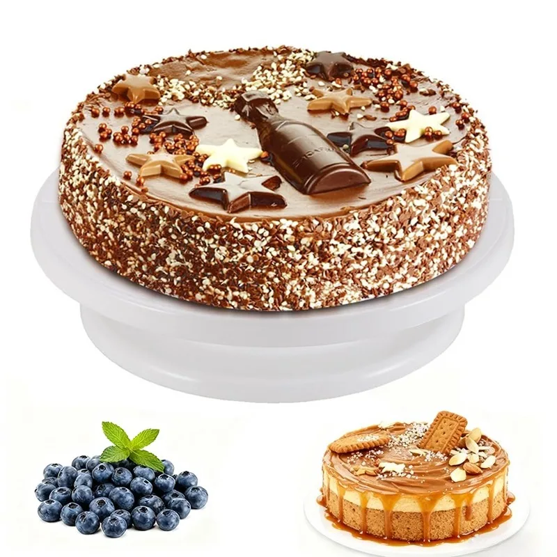 360 ° Drehbare Kuchenplatte, Stabiles Glattes Backwerkzeug zum Dekorieren von Kuchen, Cupcakes, Gebäck, für Zuhause und Partys Image