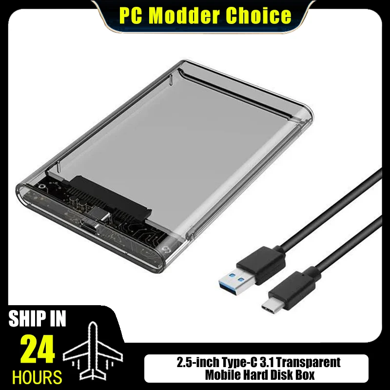 Externes 2,5'' Festplattengehäuse Transparent Tragbar - USB 3.1 3.0 2.0 Hochgeschwindigkeits-Übertragung SATA-Anschluss Image