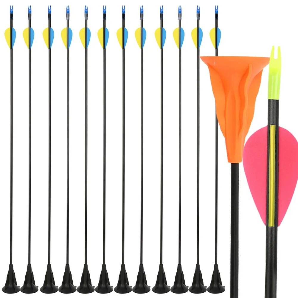 Saugnapf-Spitzen für Bogenschießen, 6/12 Stück, aus Fiberglas, sichere Übungspfeile für Schießspiele und Geschicklichkeitstraining Image