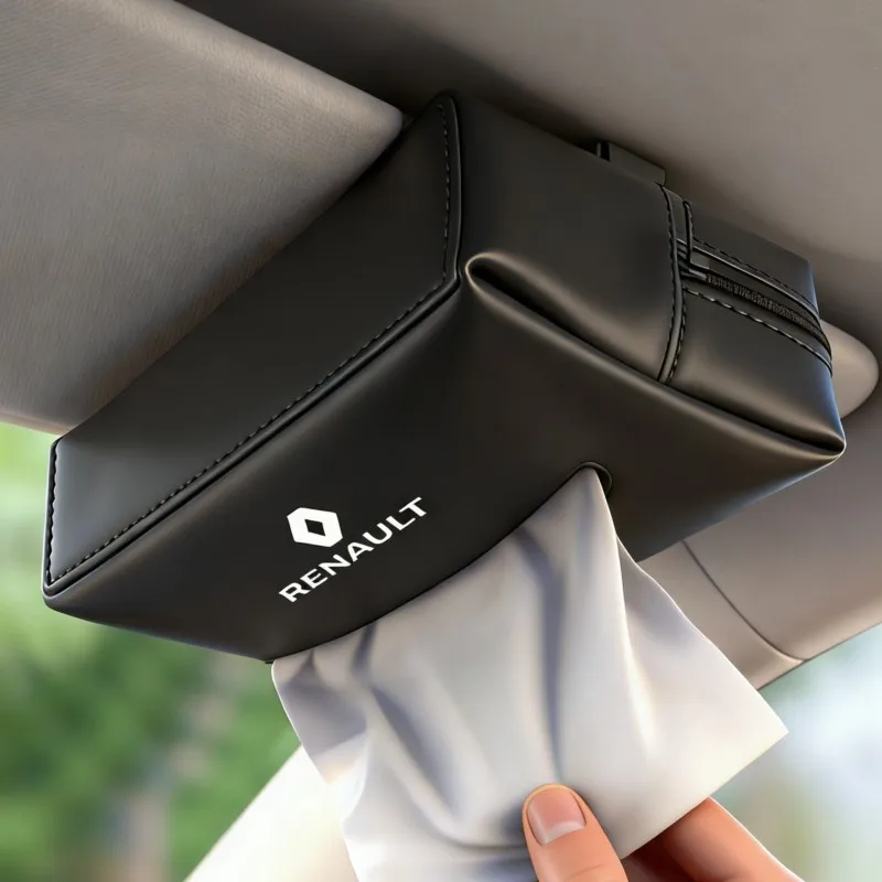 PU-Autositz-Rückseiten-Taschentuchbox Papierhalter Aufbewahrungstasche für Renault RS Megane 2 3 4 Trafic Scenic 2 Clio Captur Twingo QM6 Image