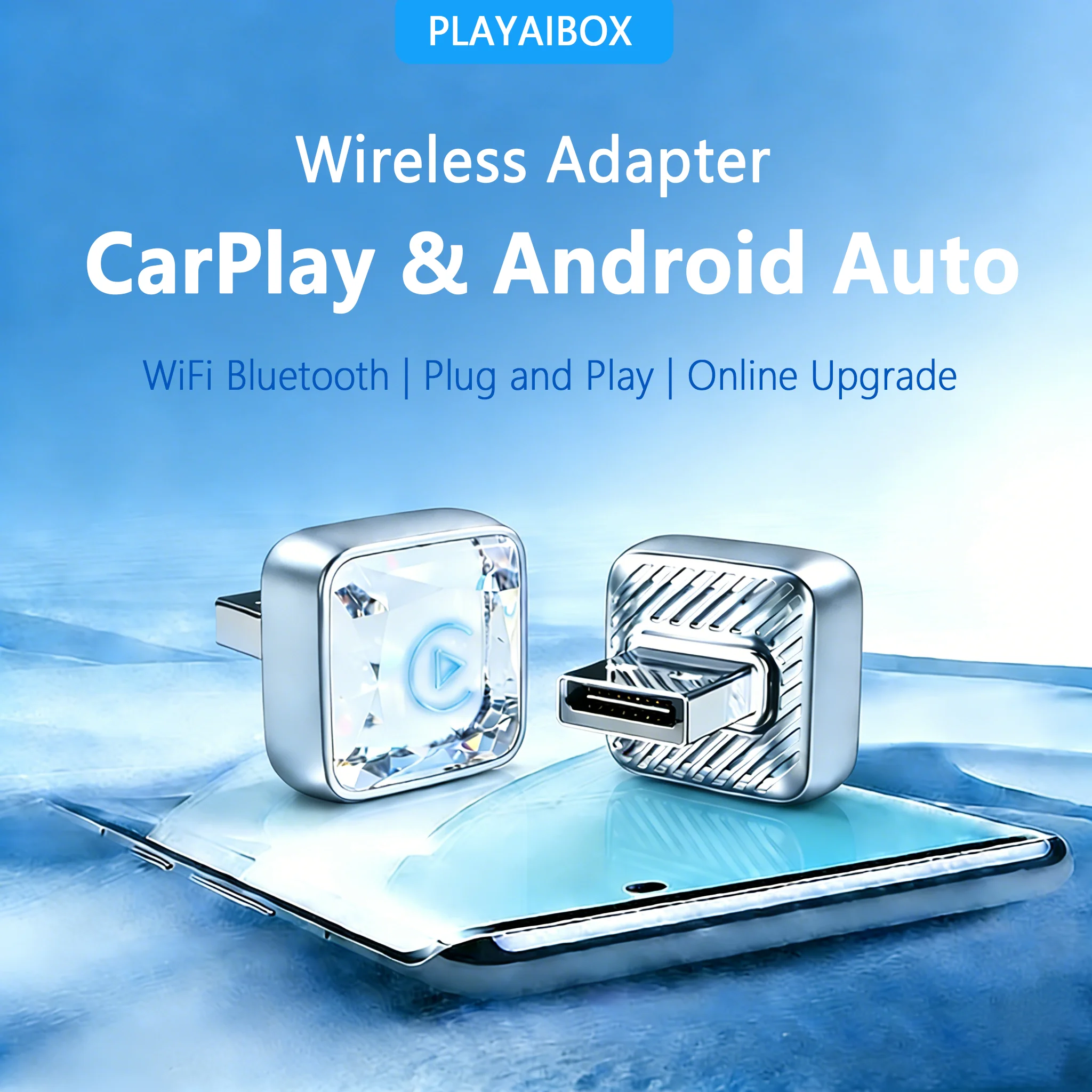 2-in-1 Wireless CarPlay Android Auto Dongle USB Smart Mini Box Plug & Play 5GHz WLAN Bluetooth für 98% der Autos mit kabelgebundenem CarPlay Image