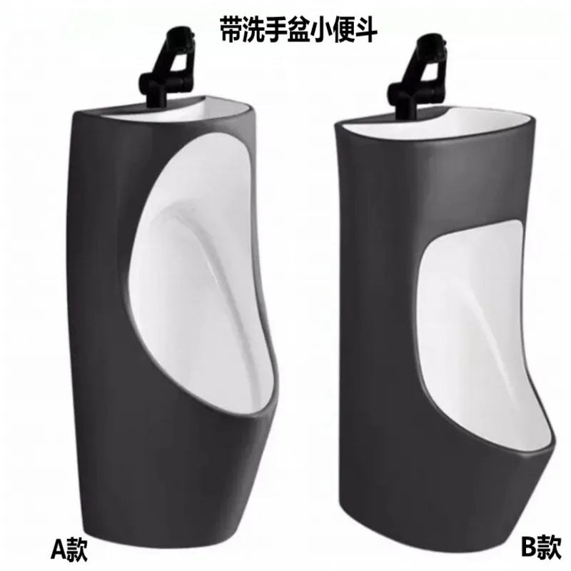 Urinal zur Wandmontage für Erwachsene und Herren, Badezimmer, Haushalt, schwarzes Keramik-Urinal mit Waschbecken-Urinal