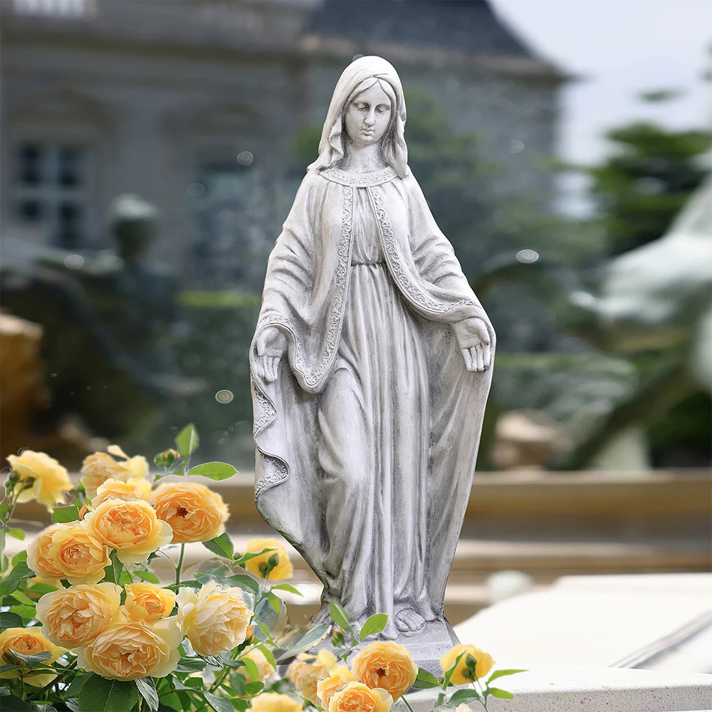 Statua da Giardino della Vergine Maria, Grande Scultura Religiosa in Resina della Madonna Santa Madre di Dio per Esterni