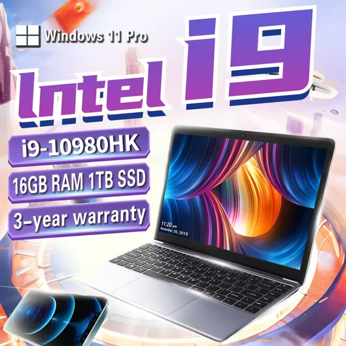 Windows 11 Pro Laptops Intel Core i9-10980HK 16GB RAM 1TB SSD Office Gamer Study notebook Computer PC