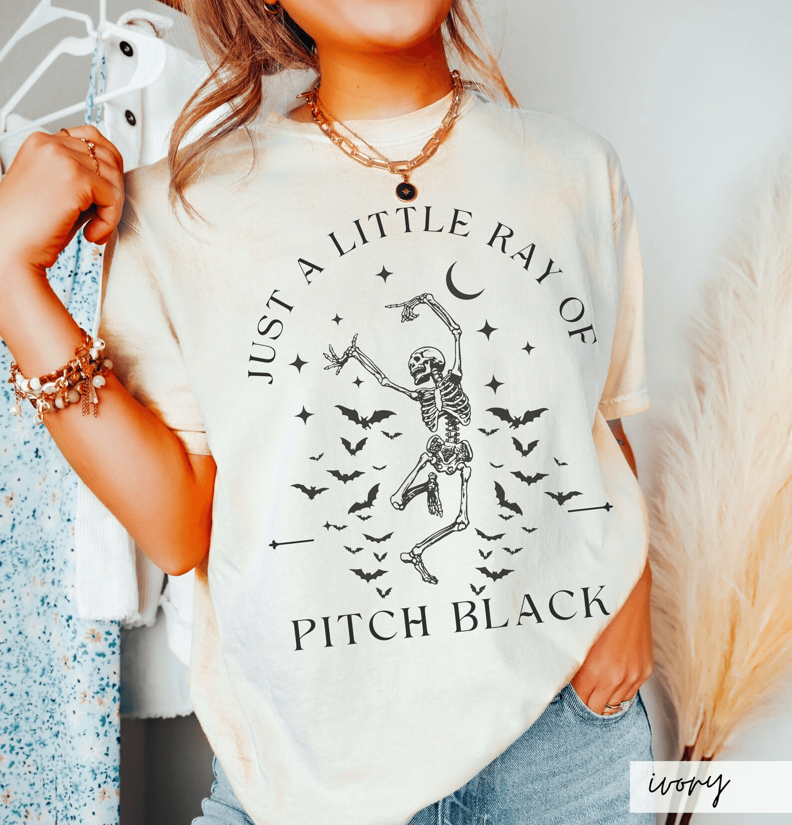 Skeleton Bat Tee | Funny Goth Emo Halloween Shirt brown l t Shirt