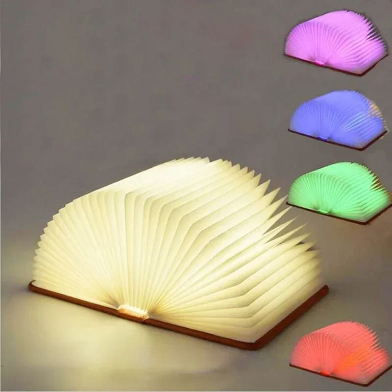 3D Folding Wooden LED Book Light RGB Color Changing Creative Night Light For Modern Bedrooms & Desks brown 3 Colors m