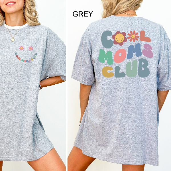 Moms Club Shirt Trendy Oversized Mom Graphic Tee Cute Smile Outfit Gift grey 2xl t Shirt