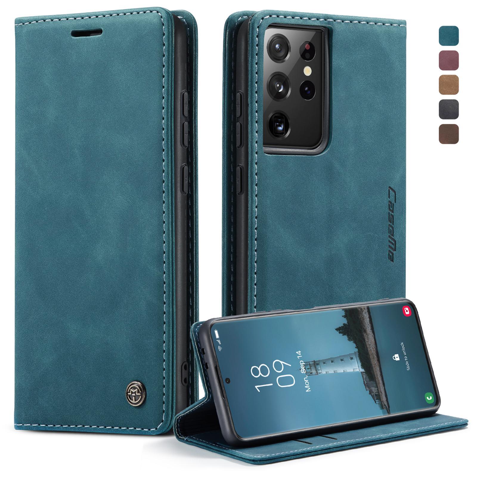 Premium Samsung Galaxy Flip Leather Case With Card Slot & Stand For Galaxy A40 blue