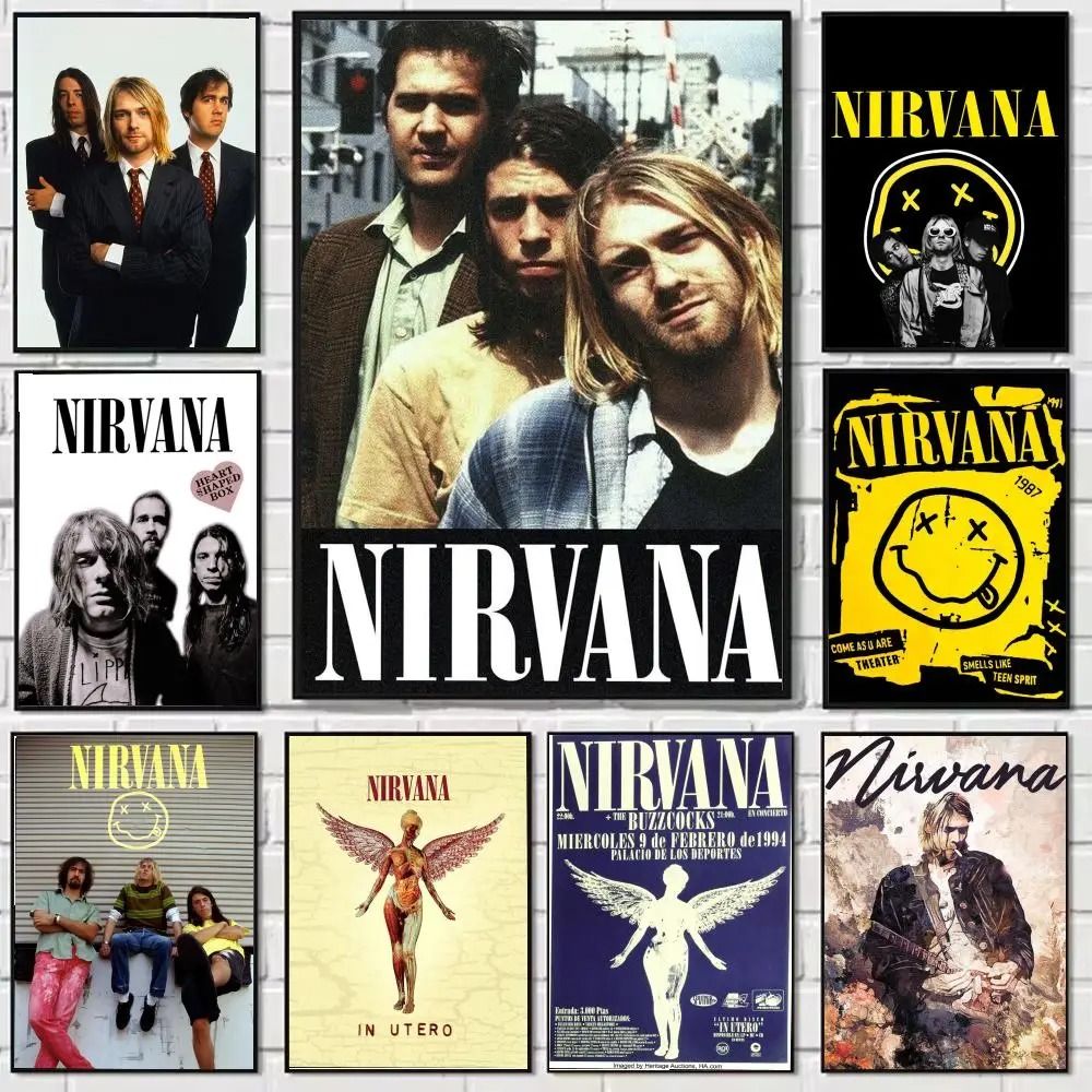 Nirvana Rock Band Canvas Poster Grunge Music Wall Art Decor 02 21x30 Cm frameless