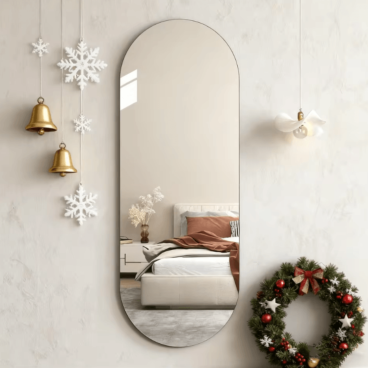 Arched Acrylic Full Length Mirror Self Adhesive Modern Wall Mirror Decor 30cmx90cm 1pc