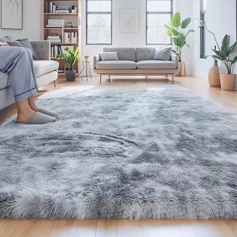 Ultra Soft Shaggy Area Rug Long Pile Non Slip Plush Carpet For Living Room & Bedroom Decor khaki 31 X 118 In
