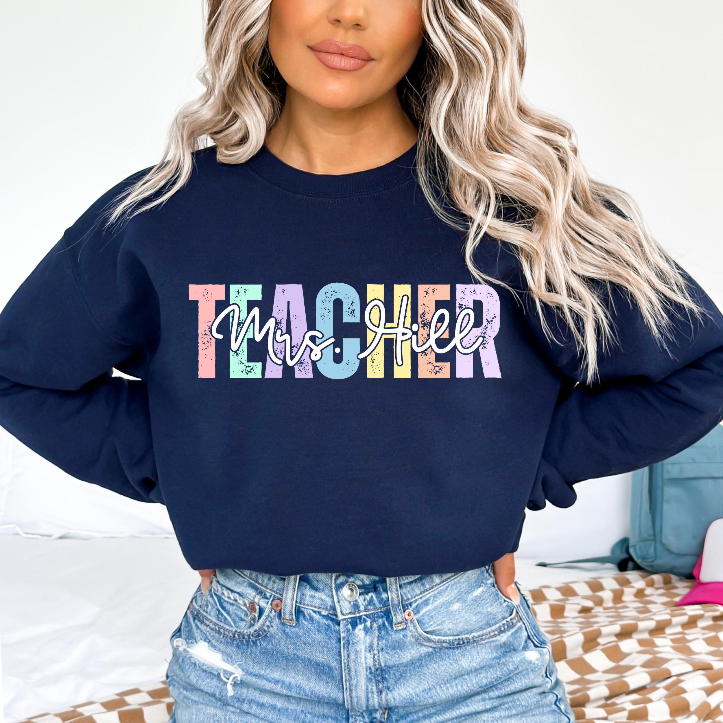 Teacher Sweatshirt Floral Graphic Crewneck Cute Teacher Pullover Cozy Classroom Outfit orange 3xl t Shirt