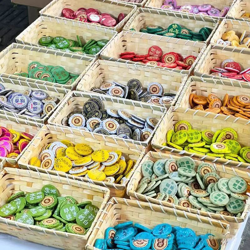Handwoven Pu erh Tea Storage Basket 30 Slot Small Tea Cake Organizer Box For Shu & Raw Puer mixtype Cloth Packed 100 Pcs 0.18 Oz