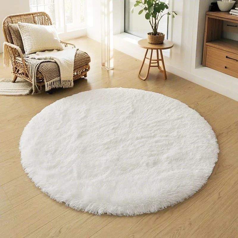 CloudSoft Round Plush Rug For Kids Bedroom And Nursery pink diam120cm(47inch)
