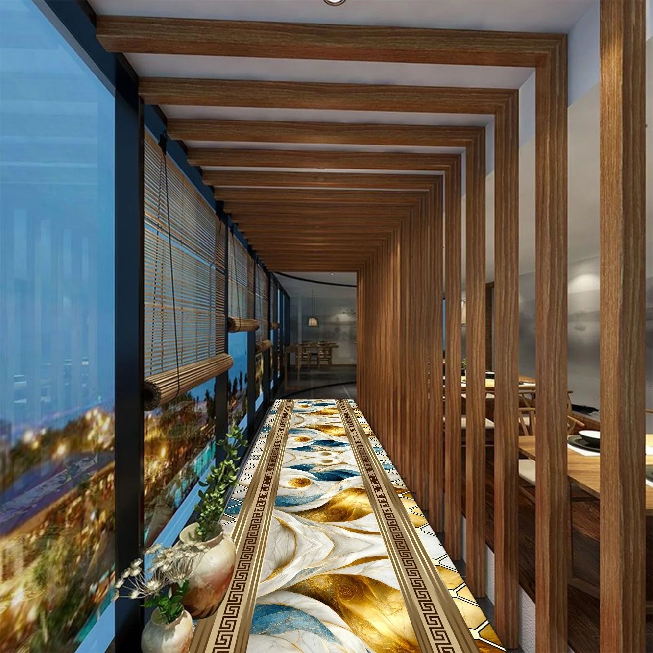 Luxury Marble Hallway Runner Rug Non Slip Abstract Carpet For Corridor And Living Room 04 80x400 Cm