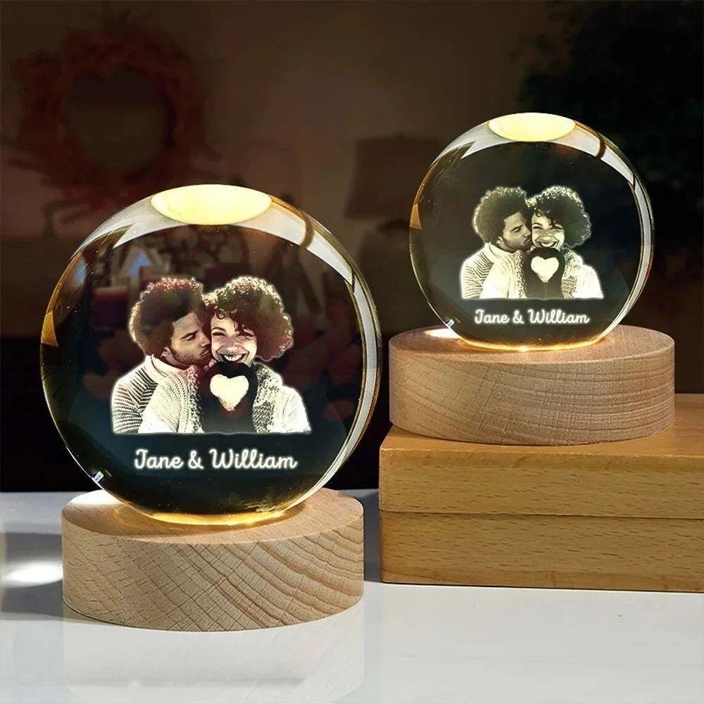 Custom Crystal Ball Night Light Personalized 3D Photo LED Lamp Gift 6 Cm