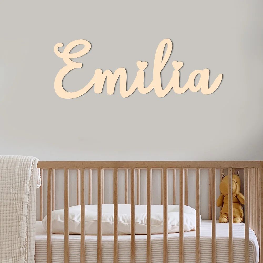 Personalized Wooden Name Sign For Nursery Wall Decor 45cm