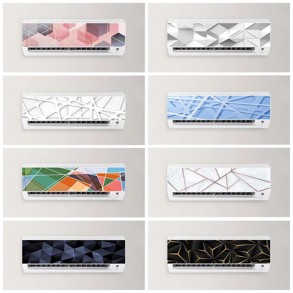 3D Geometric Air Conditioner Panel Sticker Modern Wall Decor Decal 3 33.46 X 9.06 Inches