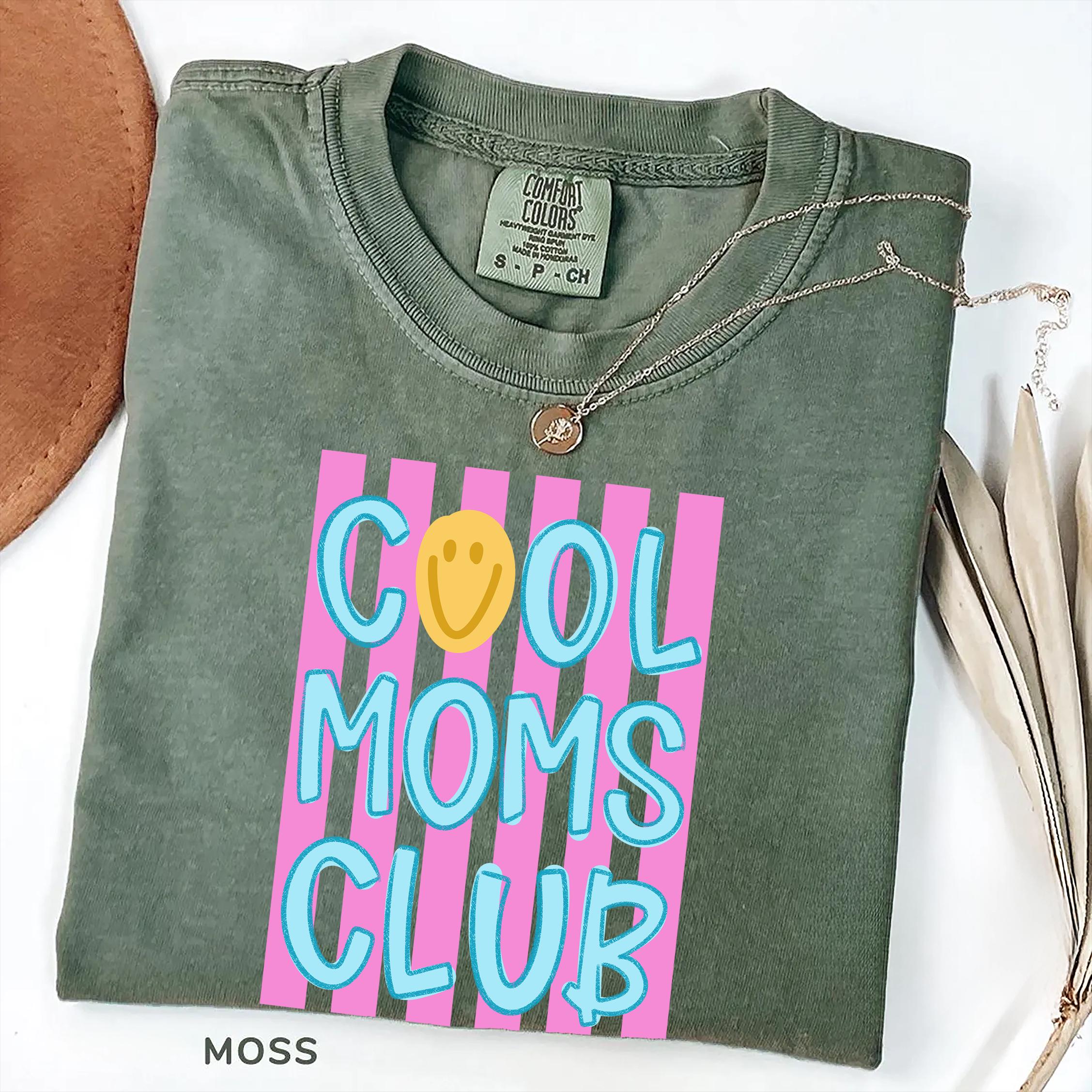 Cool Moms Club Shirt Trendy Mom Graphic Tee Cute Retro Stripe Outfit Gift navy 3xl sweatshirt
