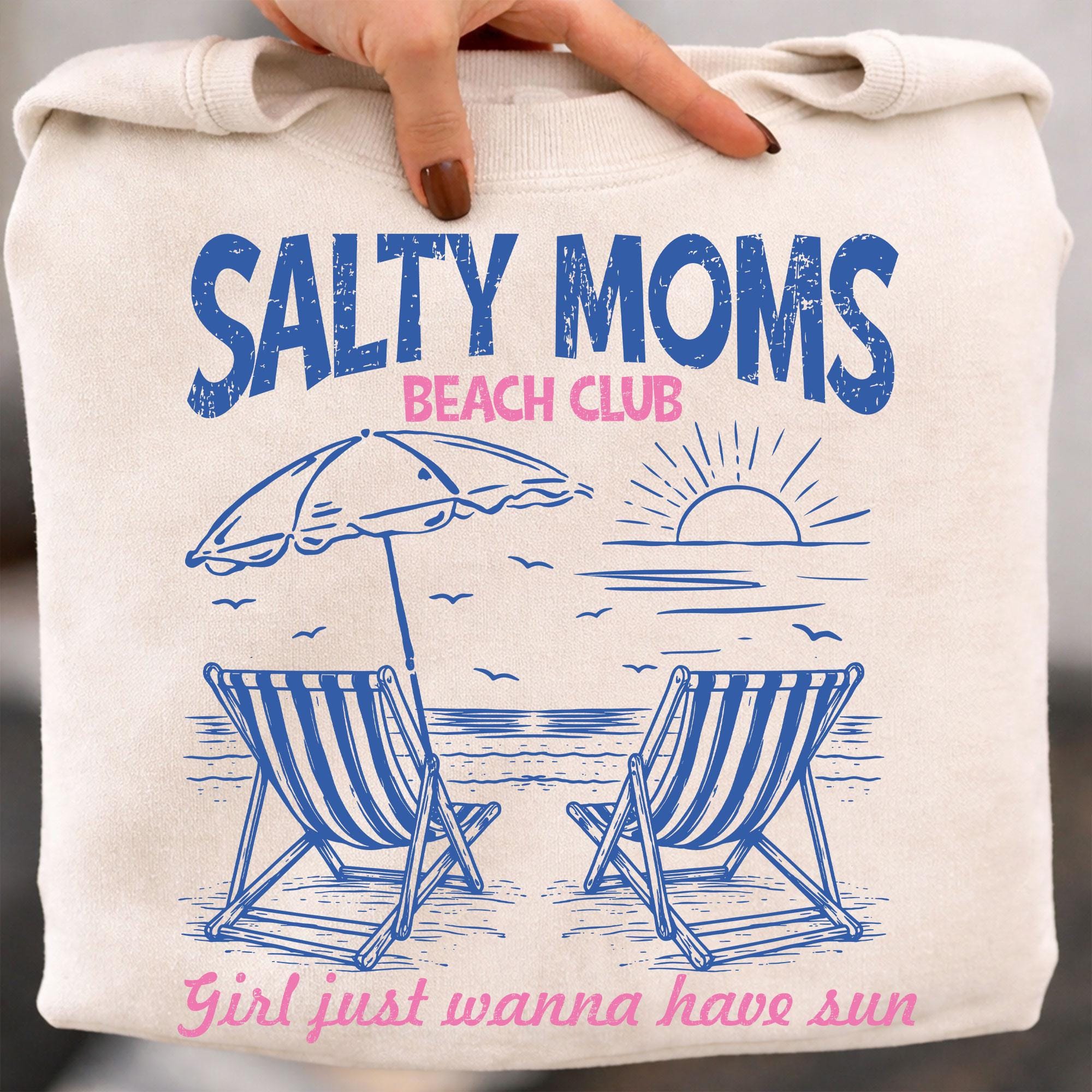 Salty Moms Beach Club Shirt Funny Beach Mom Tee Summer Gift pink s sweatshirt