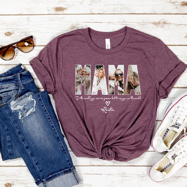 Custom Mama Photo Shirt Personalized Mother's Day Gift, Customizable Mama Tee Grandma Gift white xl sweatshirt