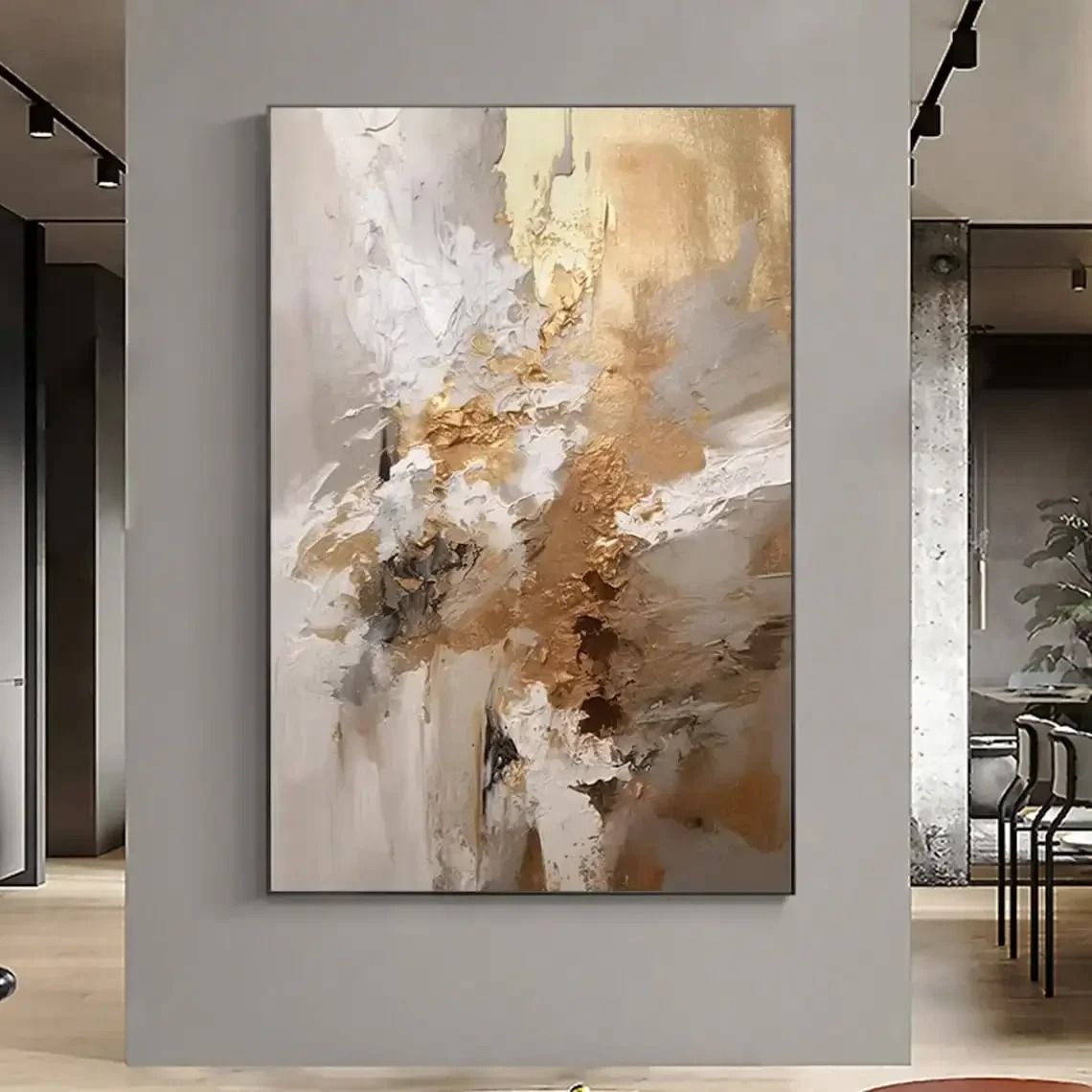 Abstract Texture Oil Painting Minimalist Gold Wall Decor Large Handmade Style Canvas Art For Luxury Living Room style 1 8x12 In