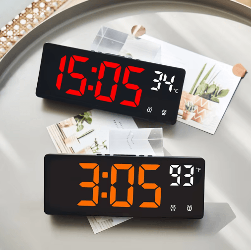 Voice Control LED Alarm Clock Smart Digital Alarm Clock With Temperature Display green