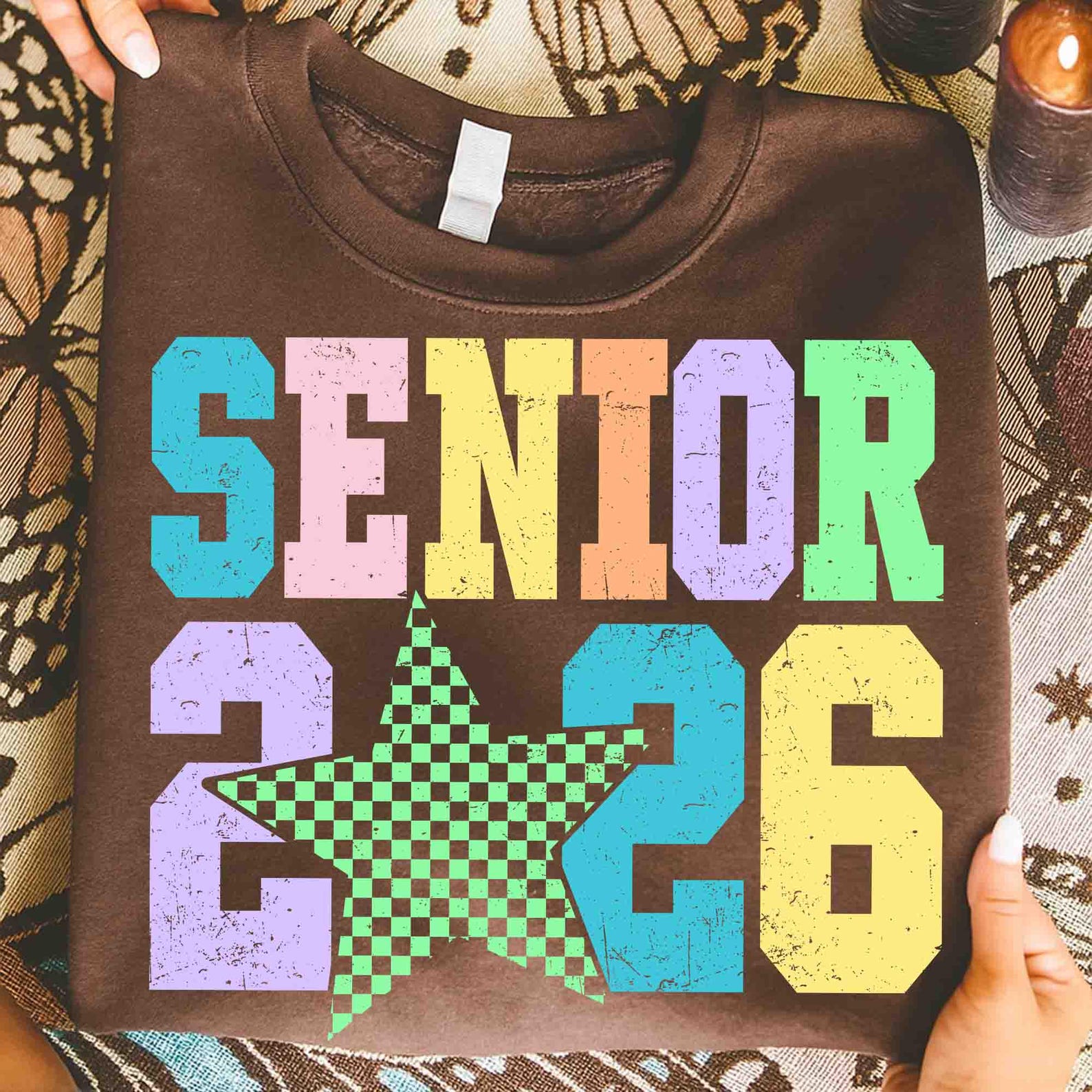 Senior 2026 Shirt Colorful Star Graphic Tee Retro Graduation T Shirt Casual Womens Top mauve 2xl t Shirt